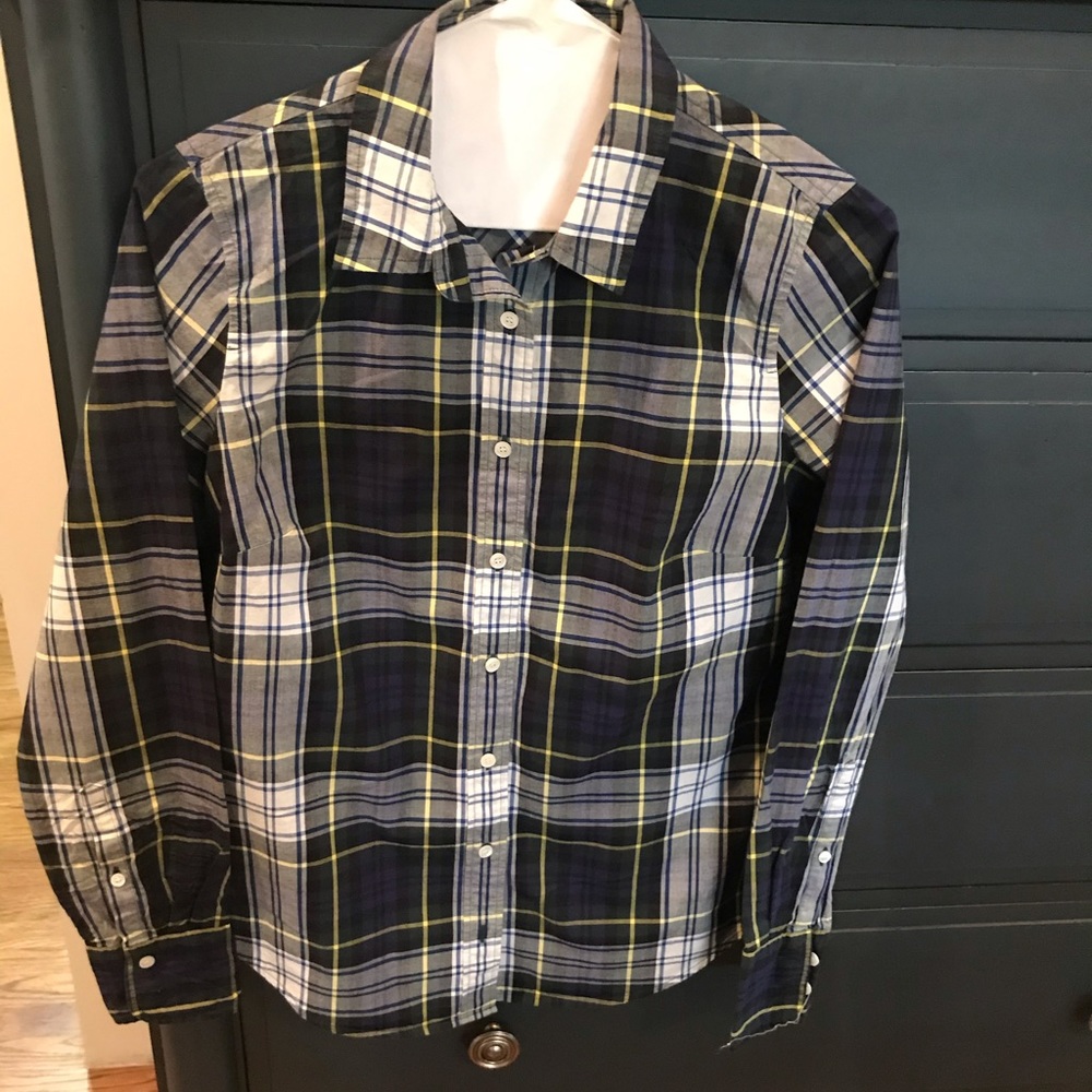 J.Crew perfect shirt in blue/green/white plaid 2